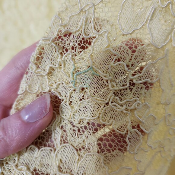 Vintage Yellow Homemade Lace Mod Mini Dress - Picture 8 of 12